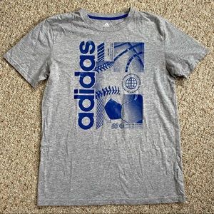 Adidas Boys Gray/Blue Sports Tee